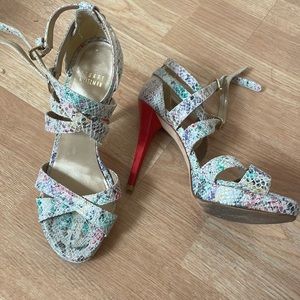 Stuart Weitzman Strappy Snakeskin Heels